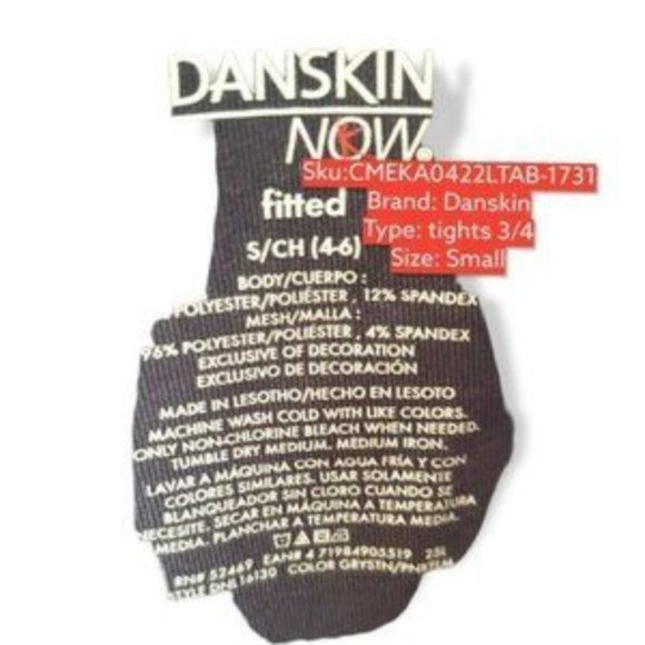 Danskin Now Women's Black Fitted Above knee Length Tights Pants Size Small - Picture 2 of 3